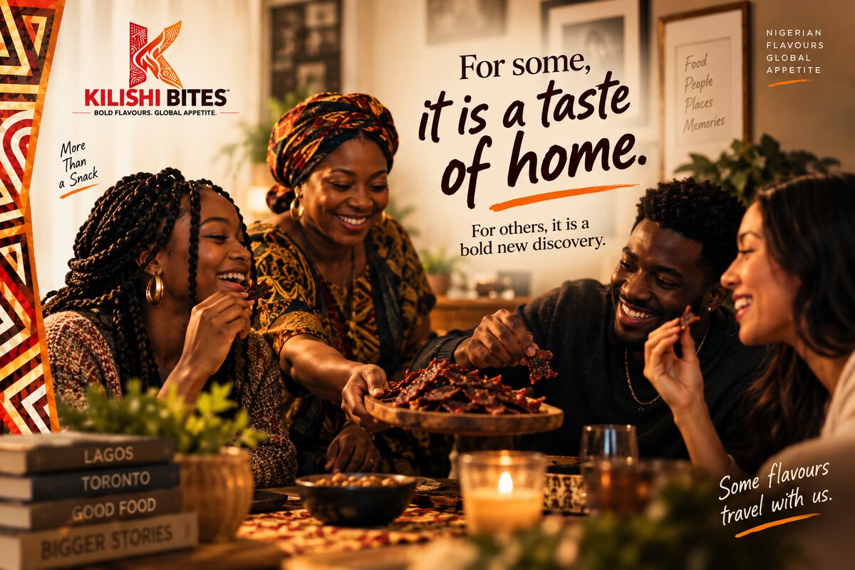 Launch visual of four friends sharing food at a table, headlined “For some, it is a taste of home. For others, it is a bold new discovery.”
